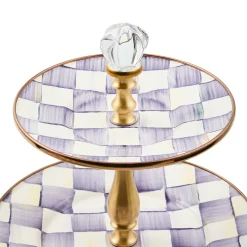 Violet Check Three Tier Sweet Stand
