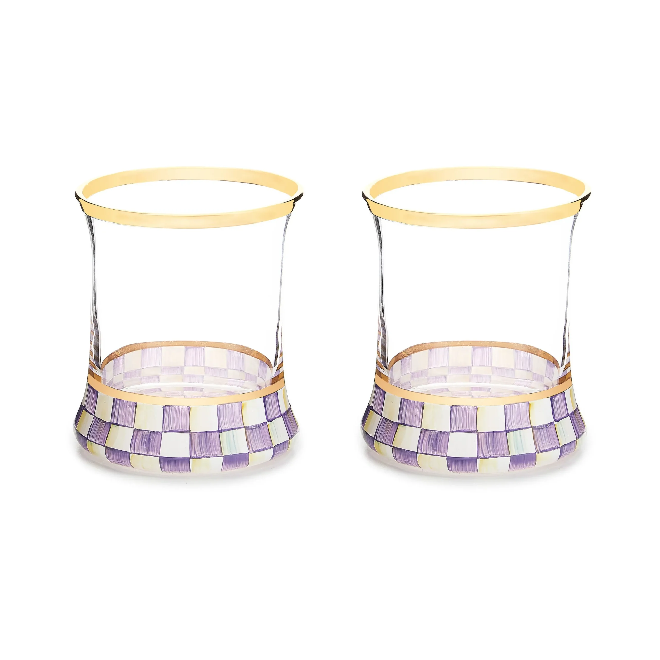 Violet Check Tumbler Glass, Set of 2