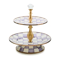 Violet Check Two Tier Sweet Stand