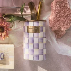 Violet Check Utensil Holder