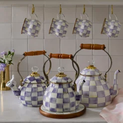 Violet Check Whistling Tea Kettle