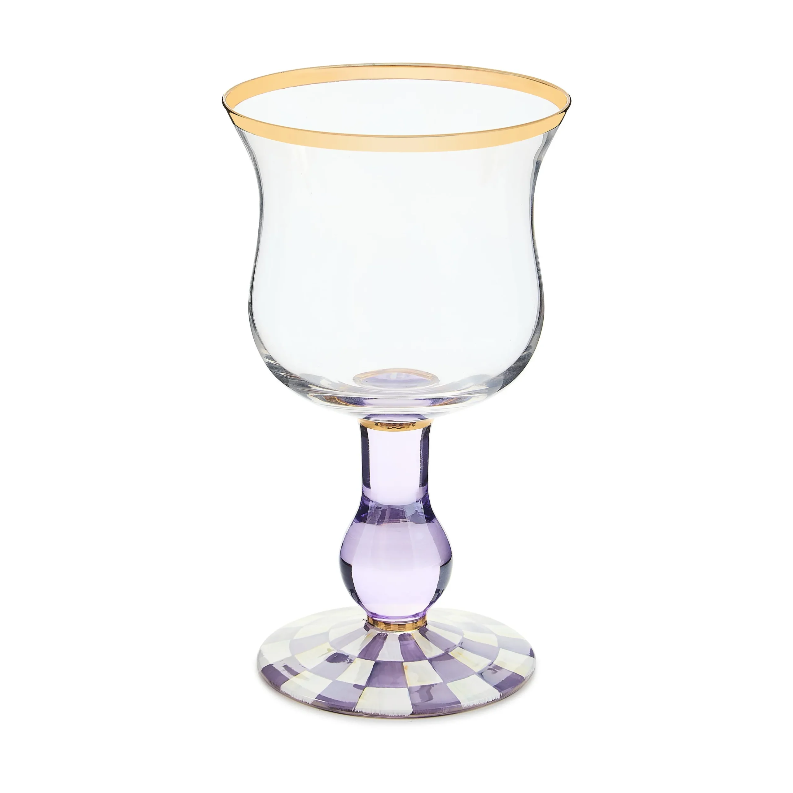 Violet Check Wine Glass