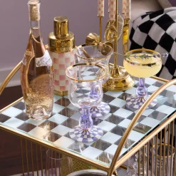 Violet Check Wine Glass