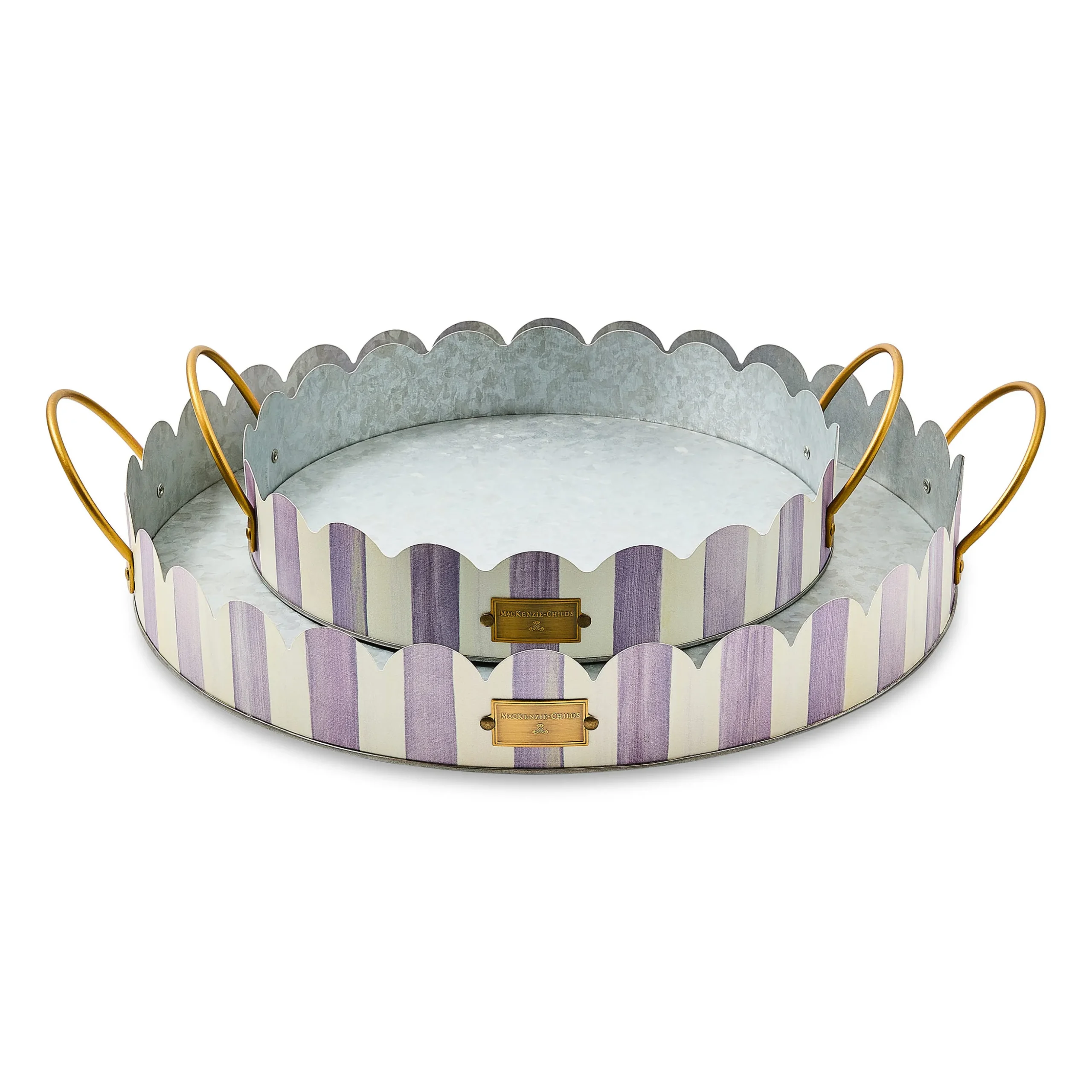 Violet Stripe Serving Trays, Set of 2