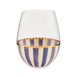 Violet Stripe Stemless Wine Glass