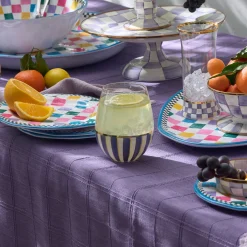 Violet Stripe Stemless Wine Glass