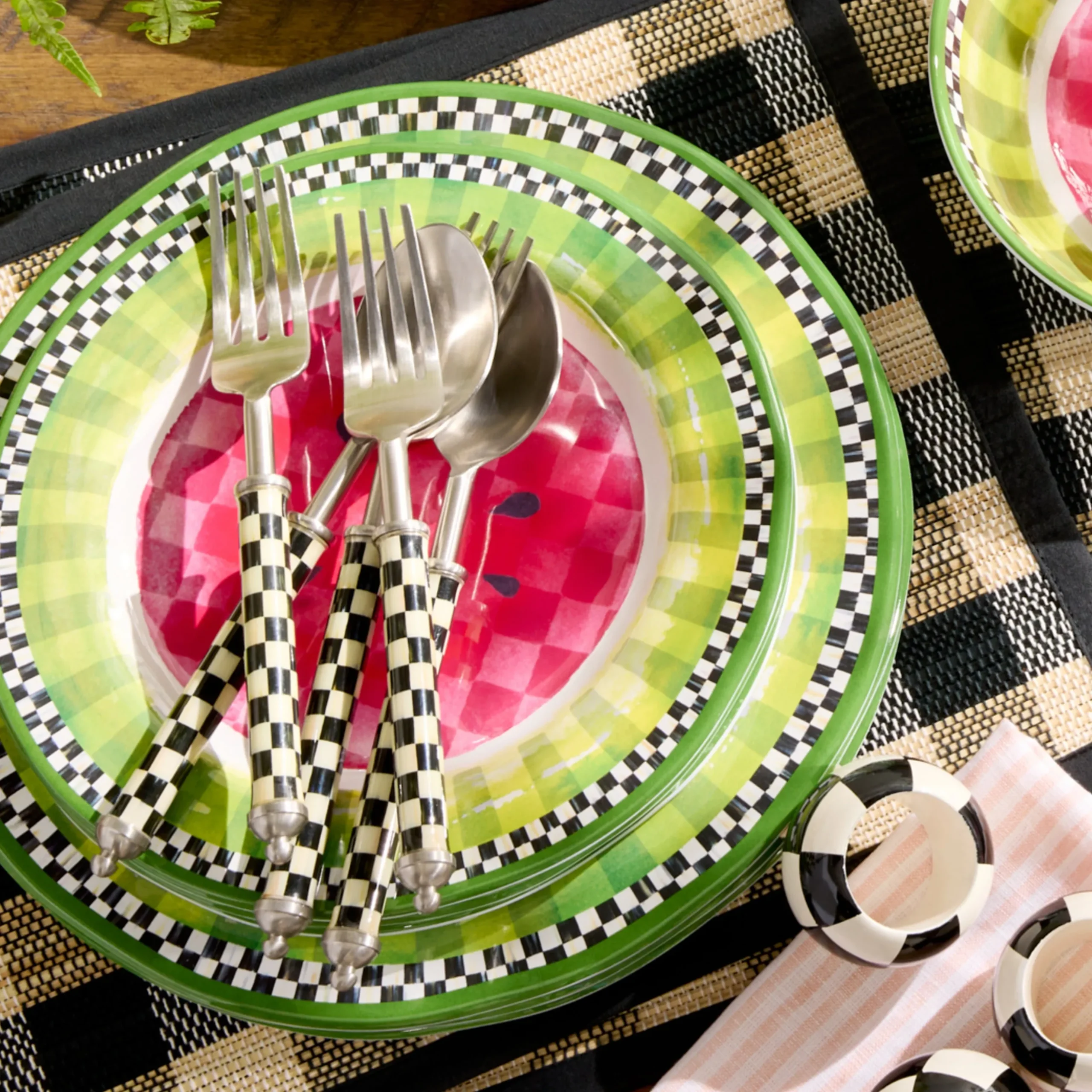 Watermelon Melamine Dinner Plates, Set of 4