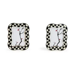 Wavy Check Silver Plated Frames, Set of 2