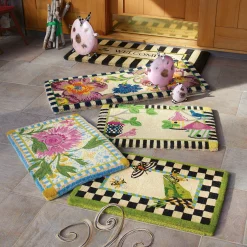 Welcome Awning Stripe Double Door Entrance Mat