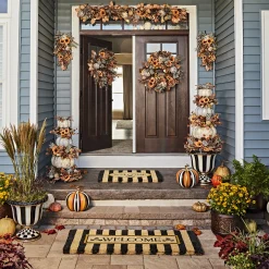 Welcome Awning Stripe Double Door Entrance Mat