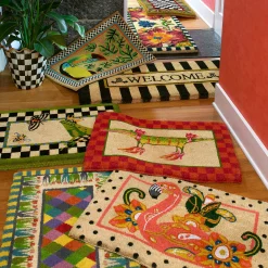 Welcome Awning Stripe Double Door Entrance Mat