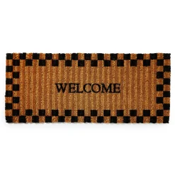 Welcome Checked Double Door Entrance Mat