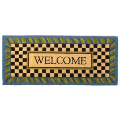 Welcome Periwinkle Double Door Entrance Mat