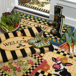 Welcome Periwinkle Double Door Entrance Mat