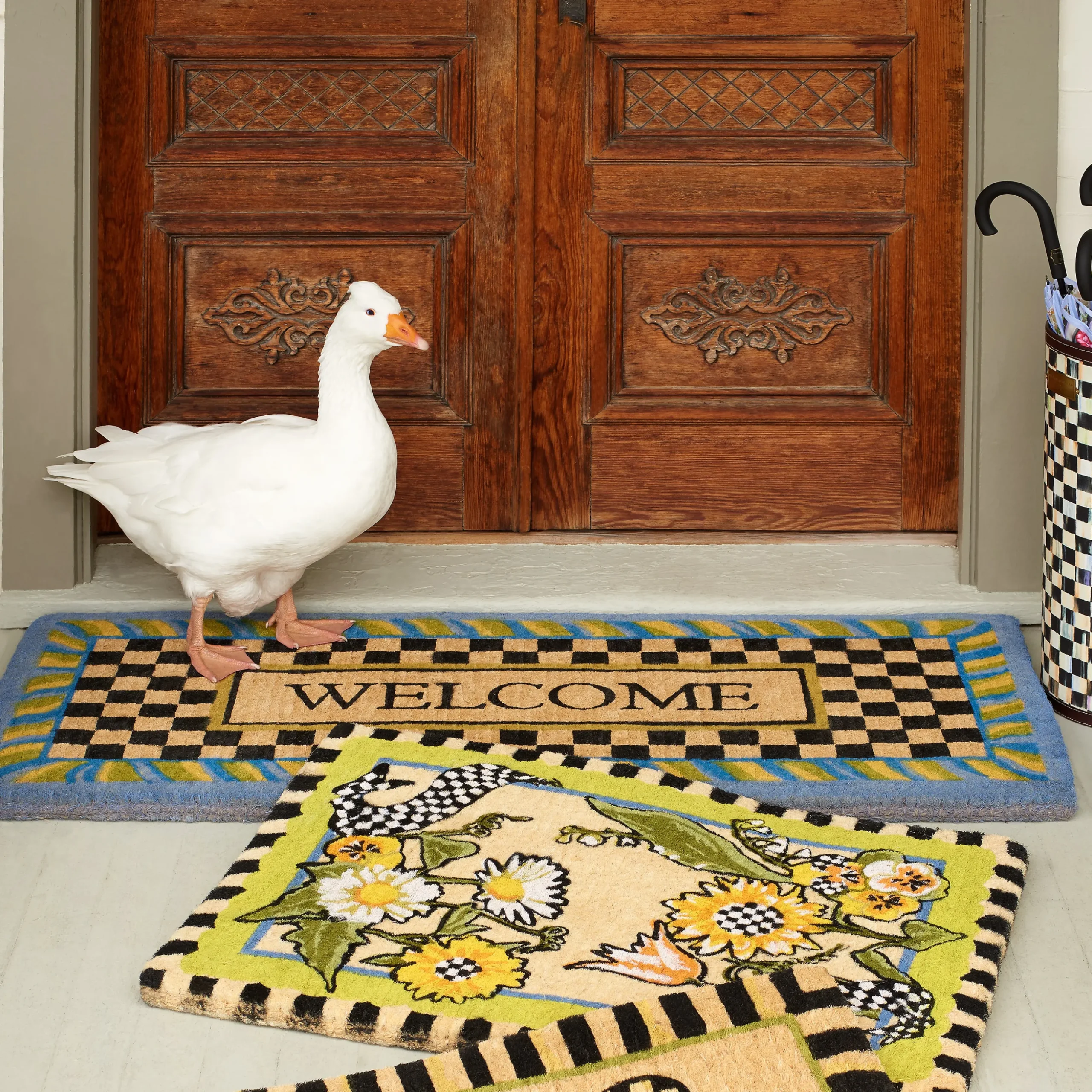Welcome Periwinkle Double Door Entrance Mat