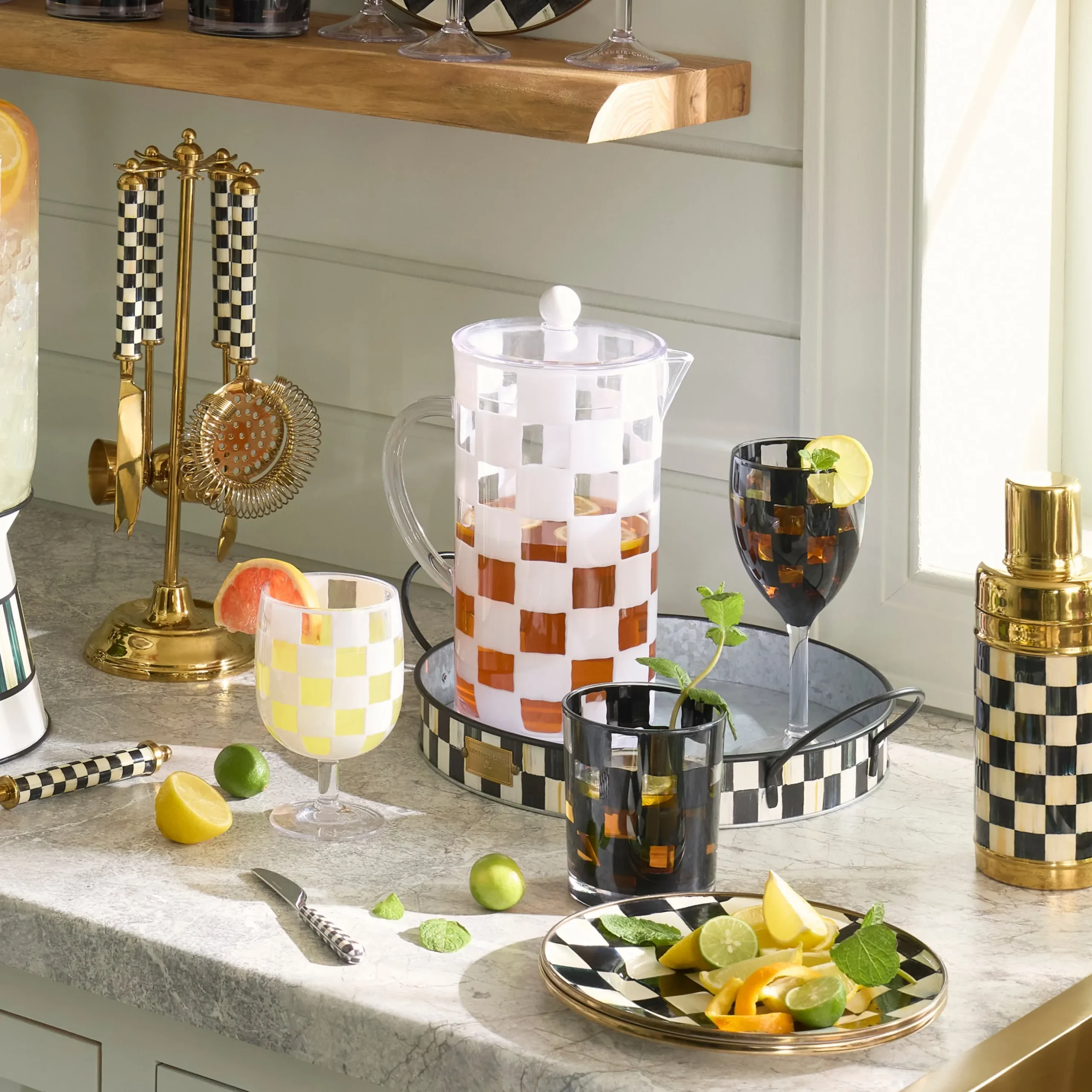 White Check Acrylic Pitcher