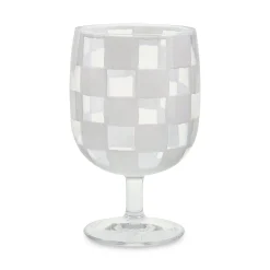 White Check Acrylic Water Goblets, Set of 4
