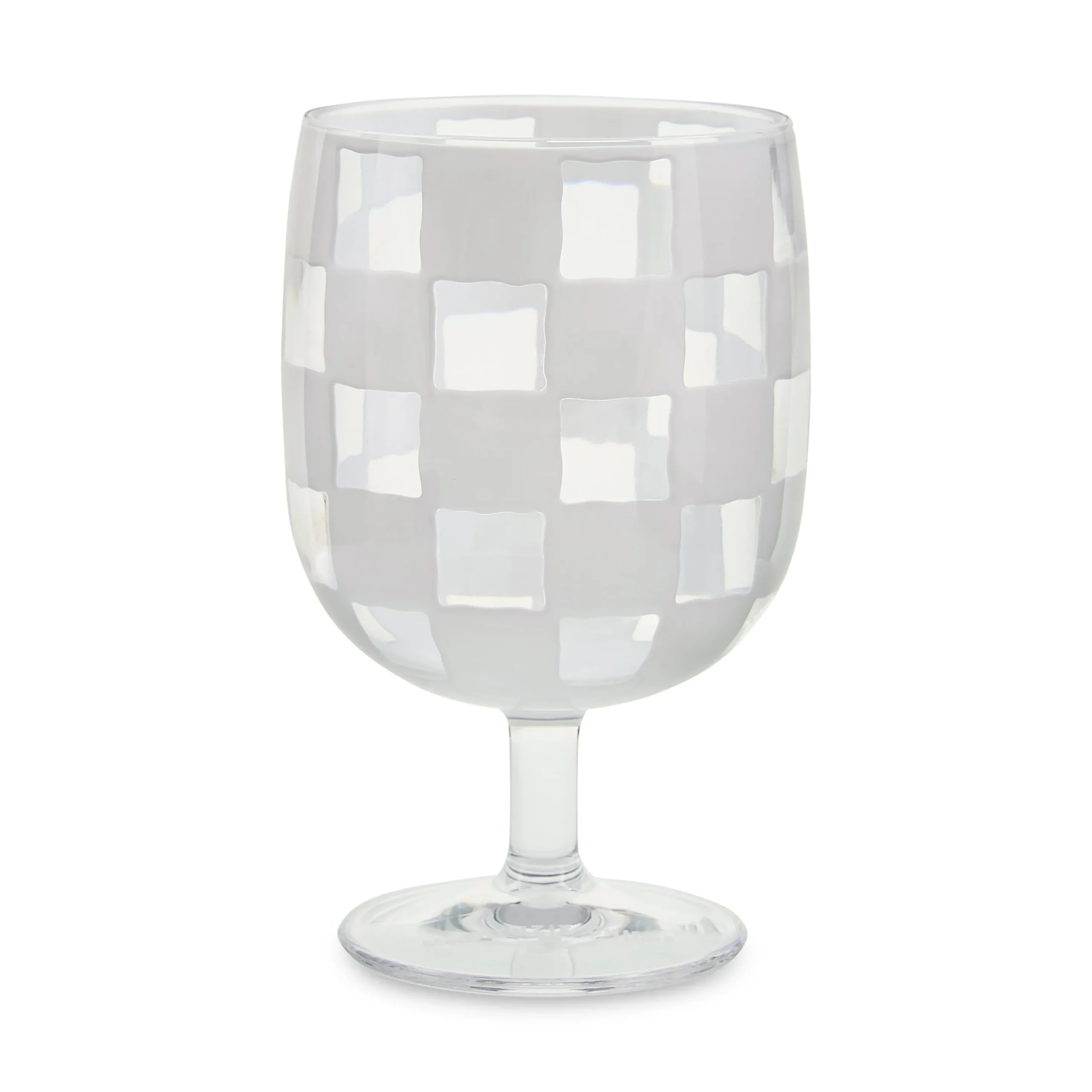 White Check Acrylic Water Goblets, Set of 4