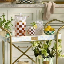 White Check Acrylic Water Goblets, Set of 4