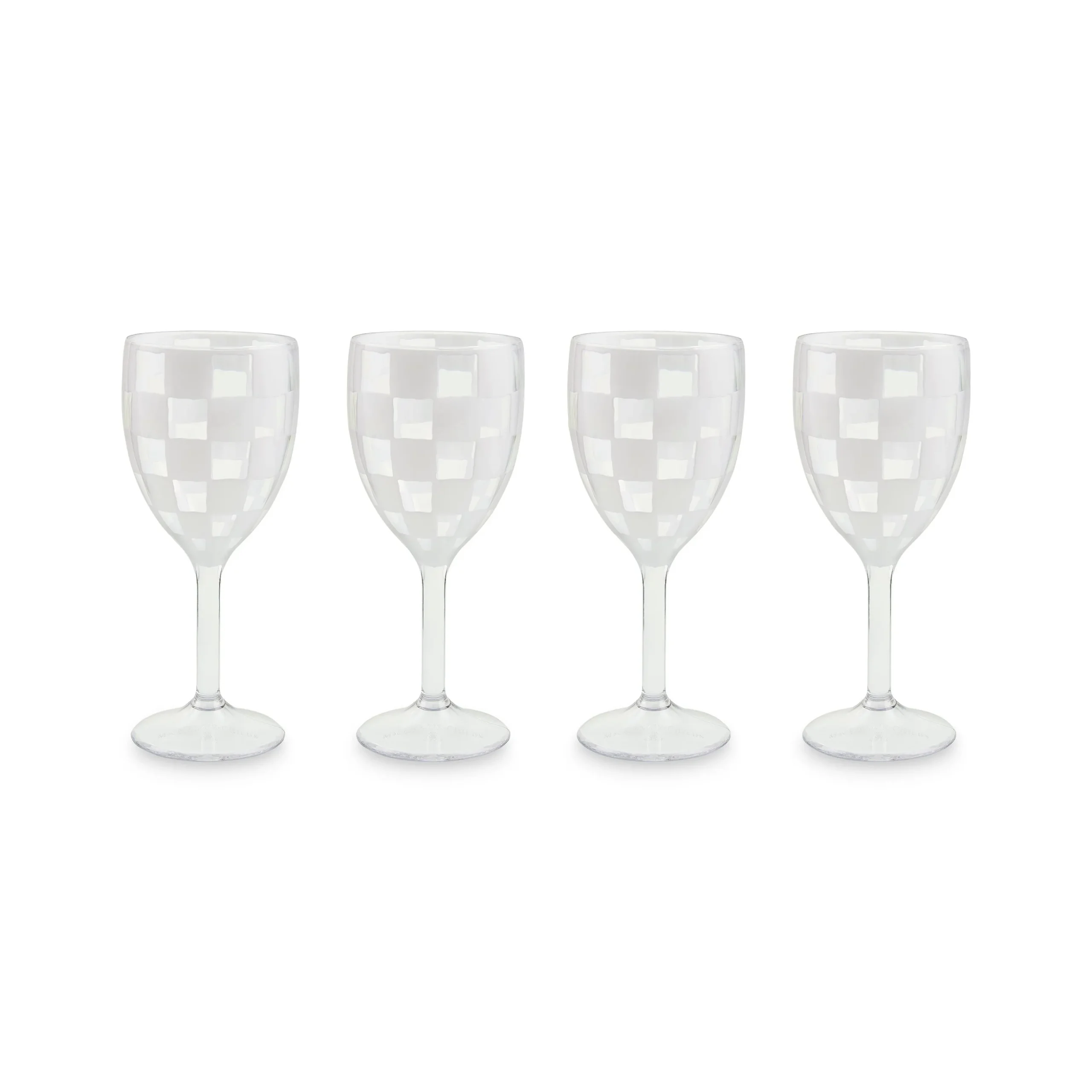 White Check Acrylic Wine Goblets, Set of 4