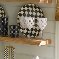 White Check Acrylic Wine Goblets, Set of 4