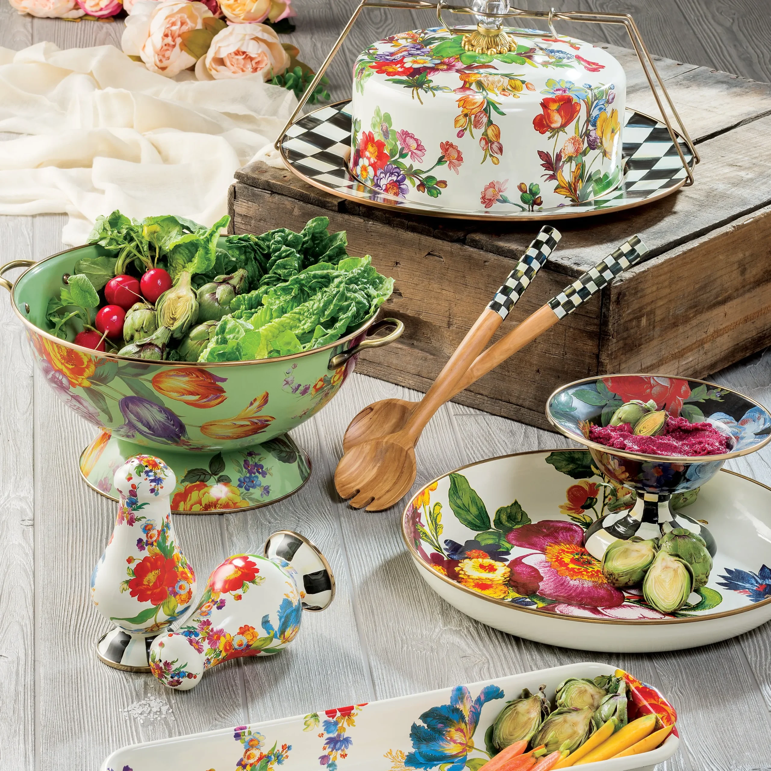White Flower Market Abundant Bowl