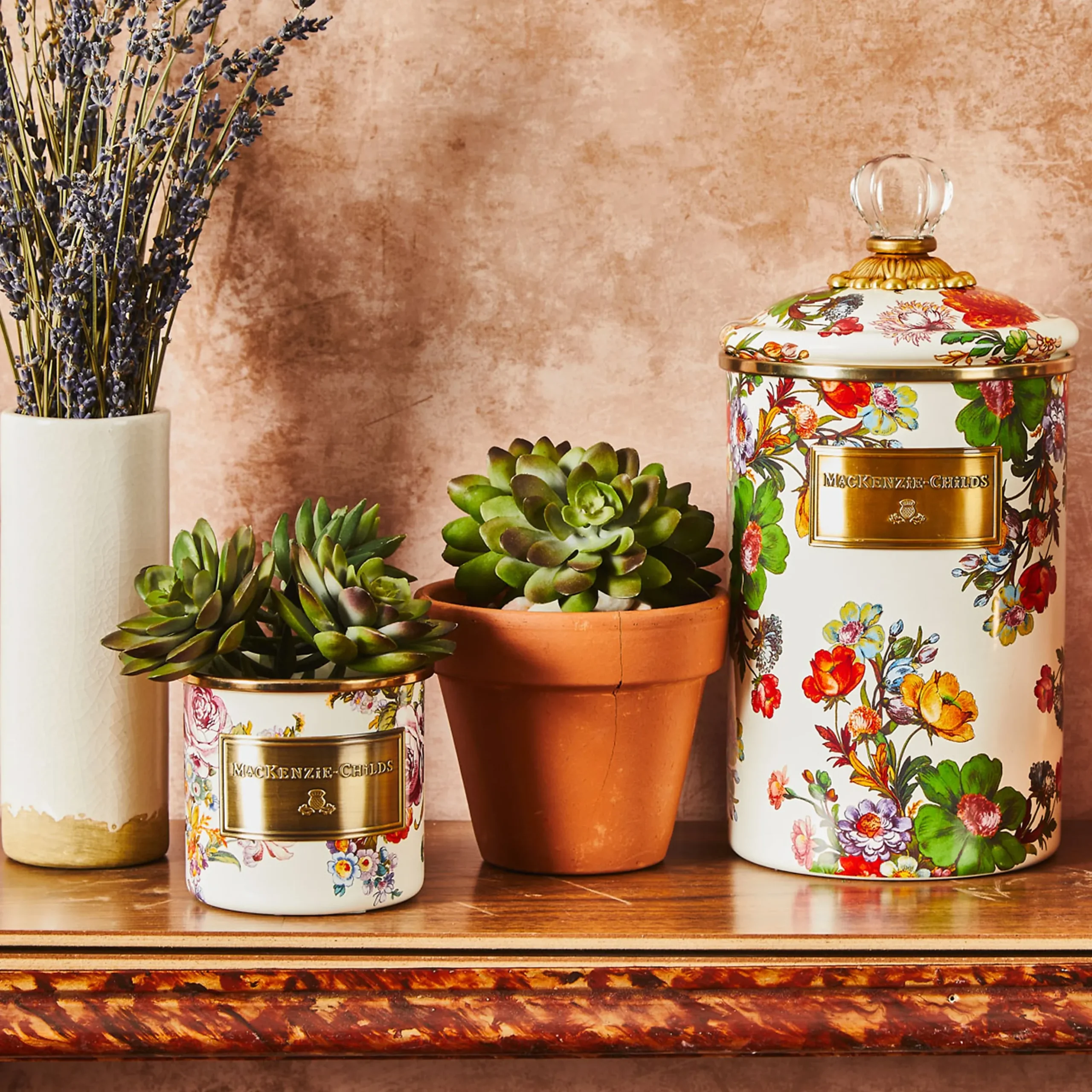 White Flower Market Large Canister