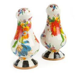 White Flower Market Large Salt & Pepper Shakers