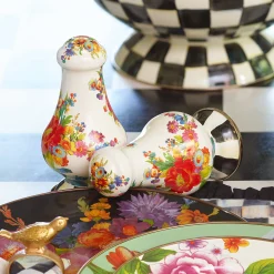 White Flower Market Large Salt & Pepper Shakers
