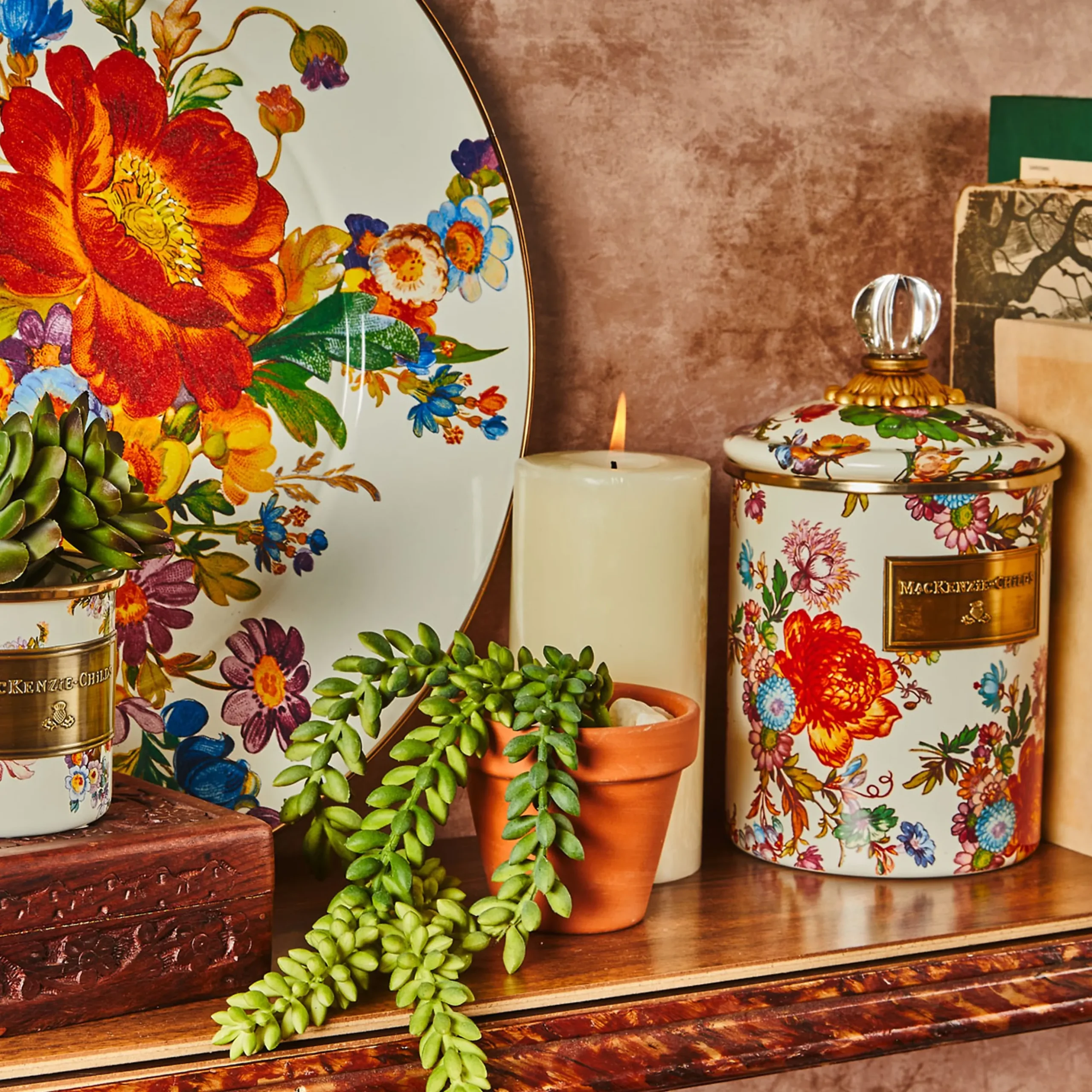 White Flower Market Medium Canister
