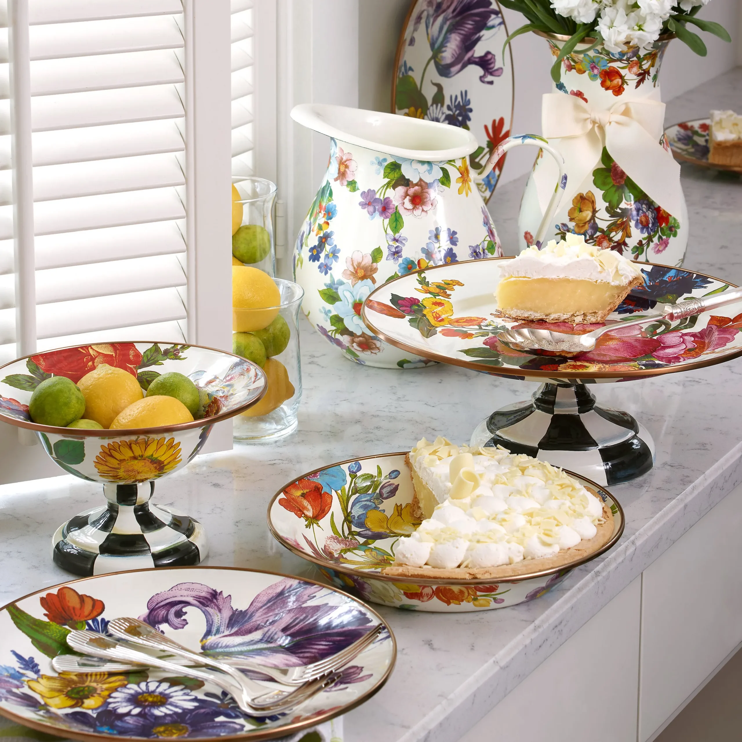 White Flower Market Pitcher