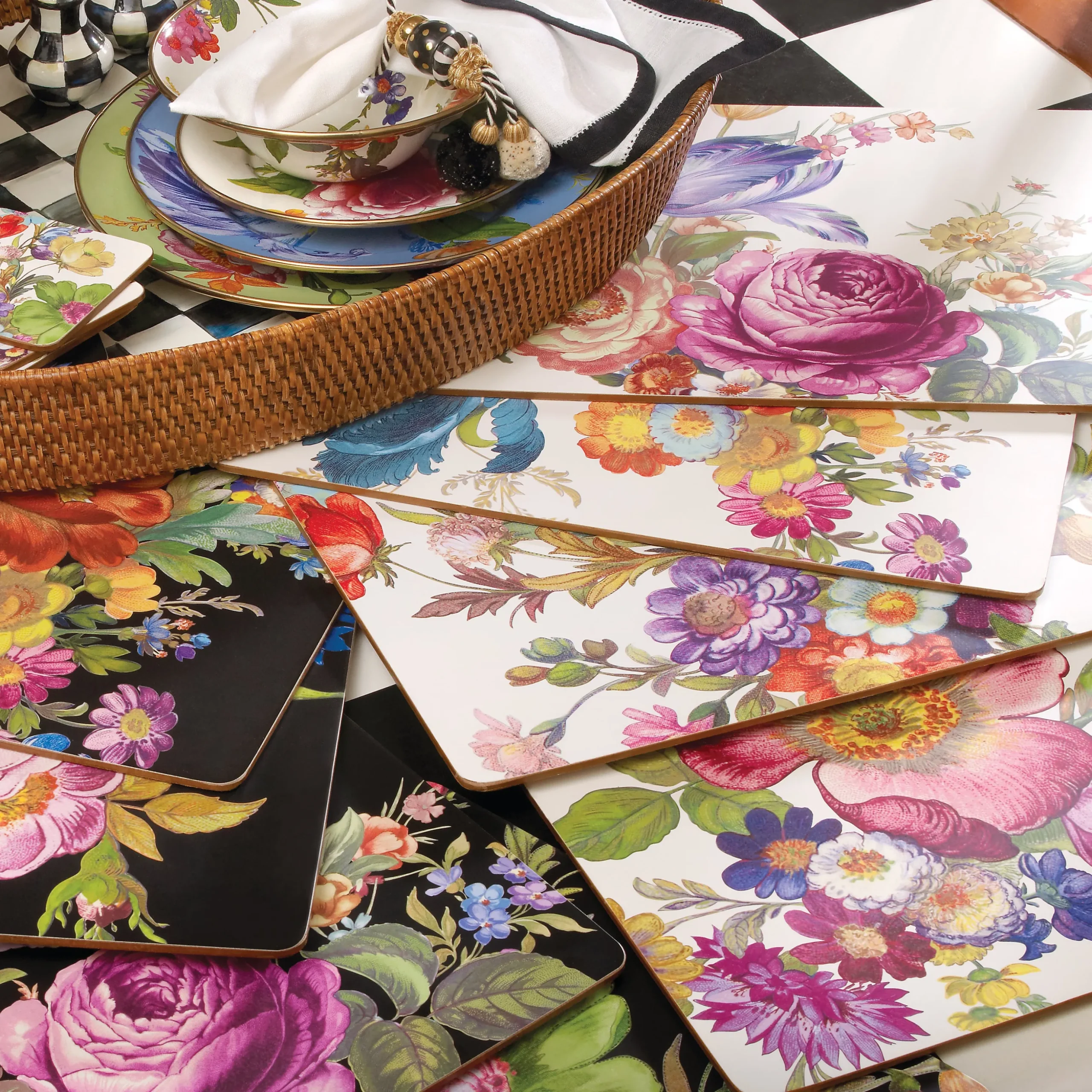 White Flower Market Placemats, Set of 4