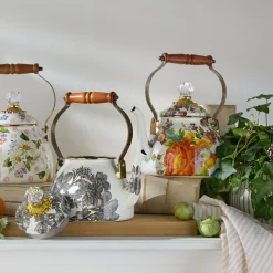 White Flower Market 2 Quart Tea Kettle