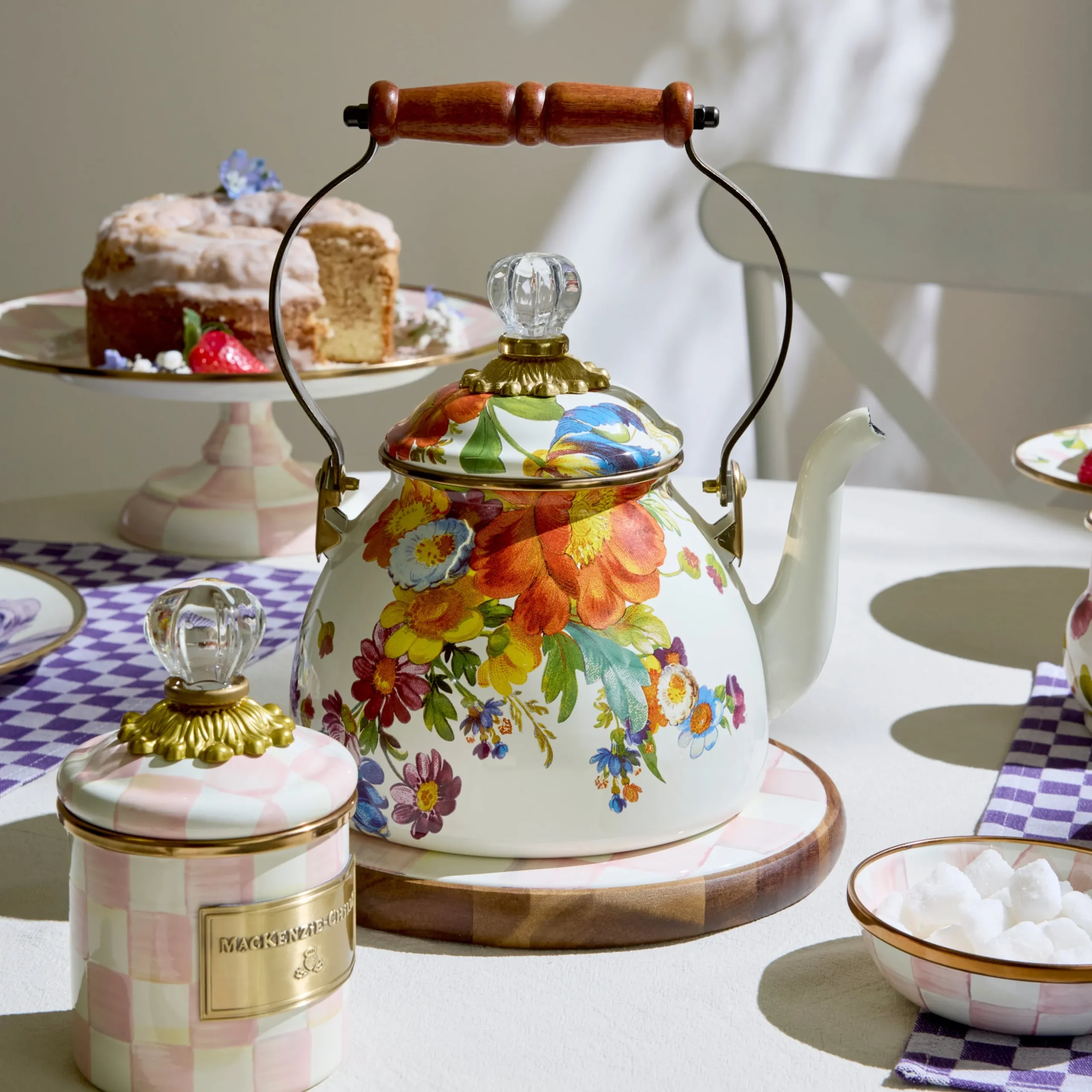 White Flower Market 2 Quart Tea Kettle