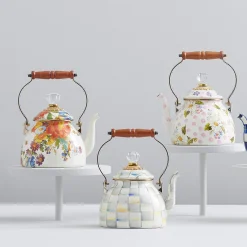 White Flower Market 2 Quart Tea Kettle