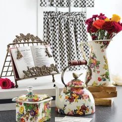 White Flower Market 3 Quart Tea Kettle with Bird
