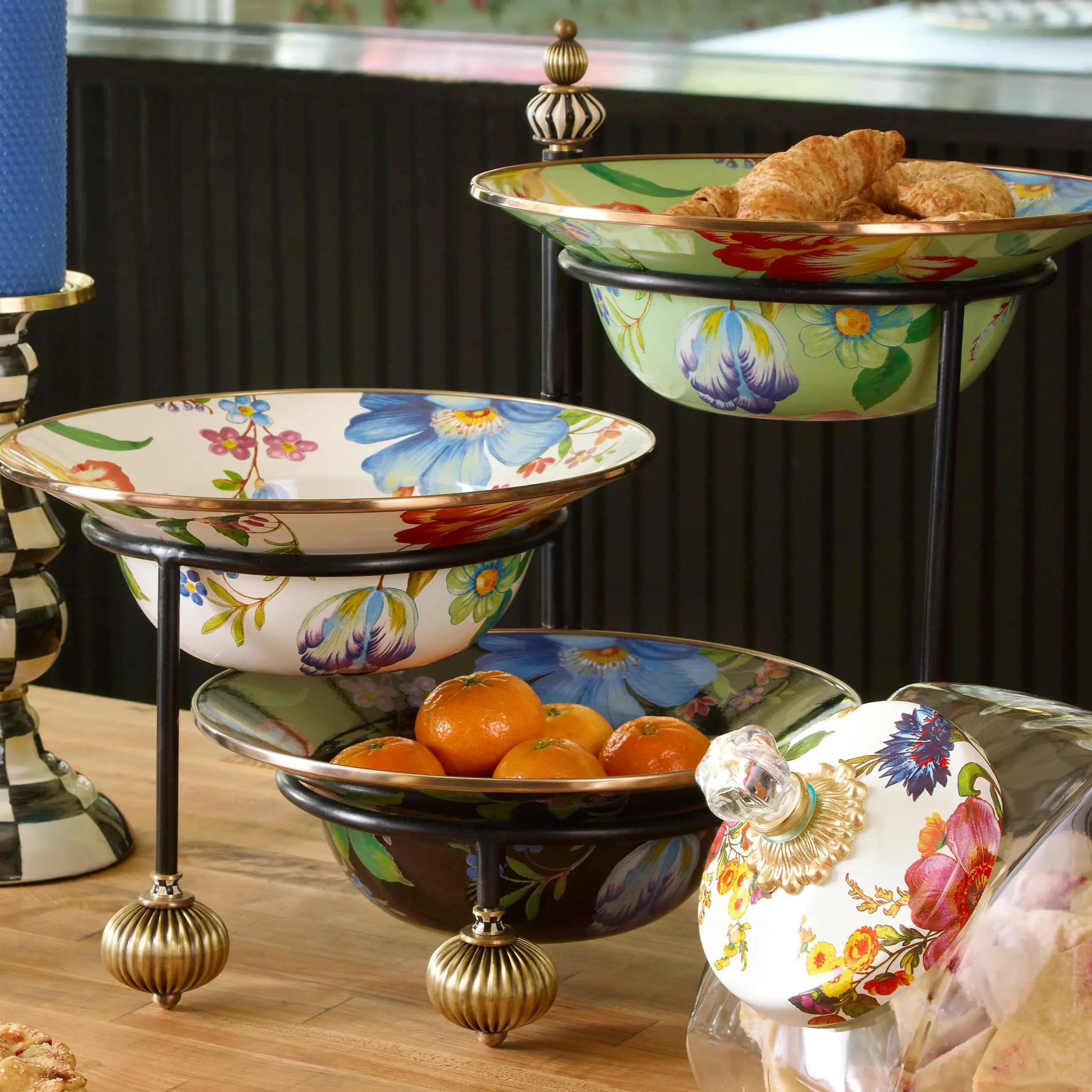 White Flower Market Serving Bowl