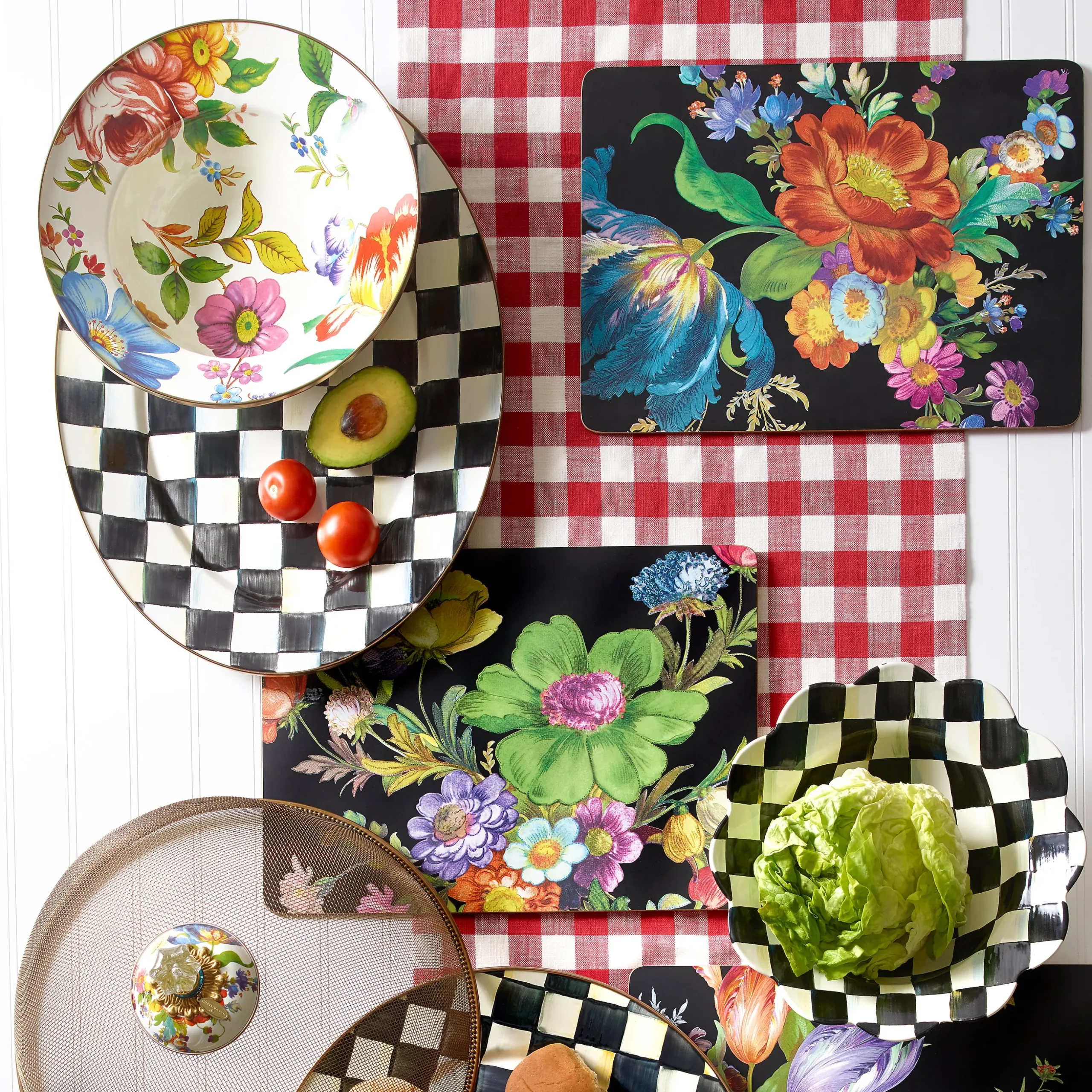 White Flower Market Serving Bowl