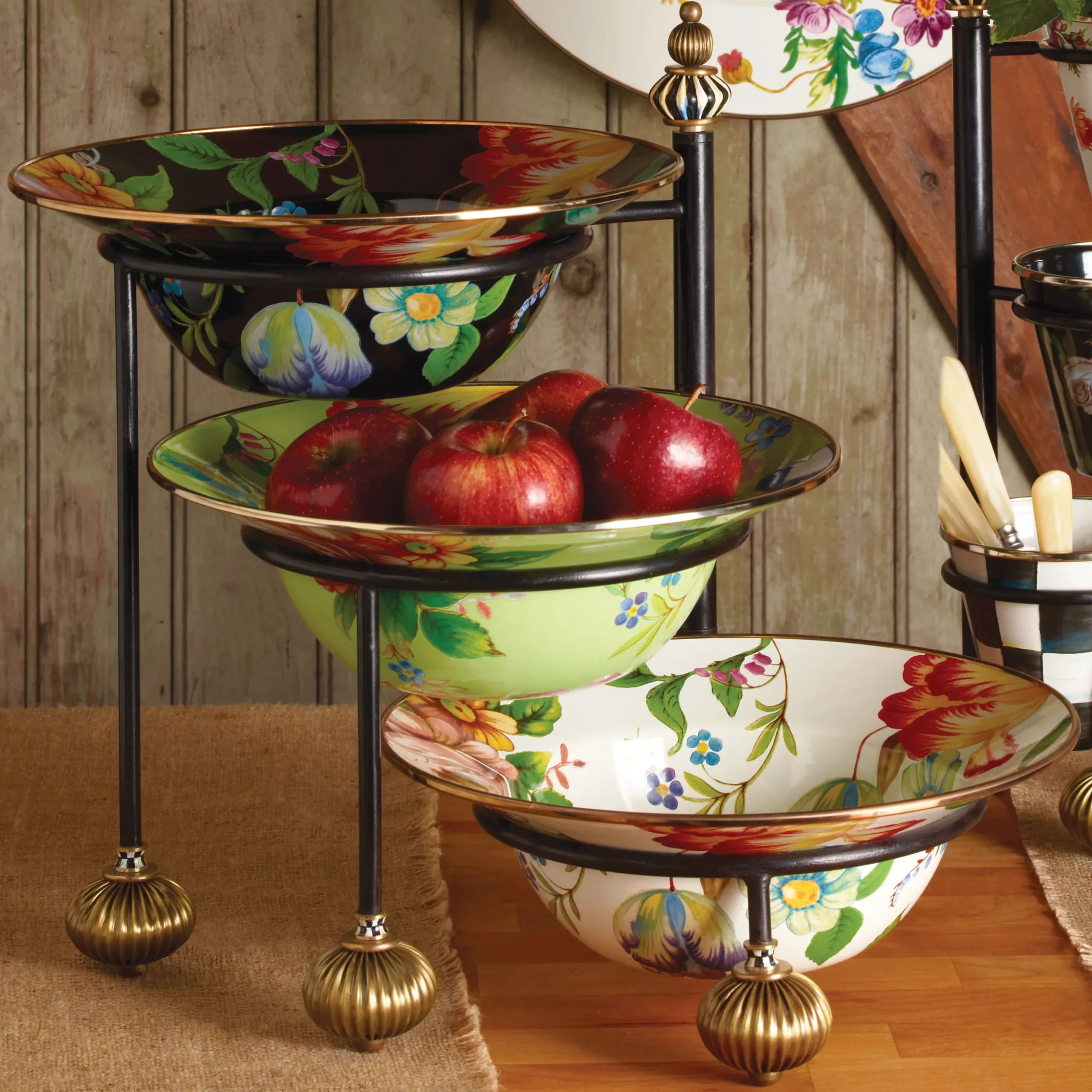 White Flower Market Serving Bowl