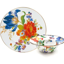 White Flower Market Serving Platter & Bowl Set