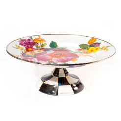 White Flower Market Small Pedestal Platter