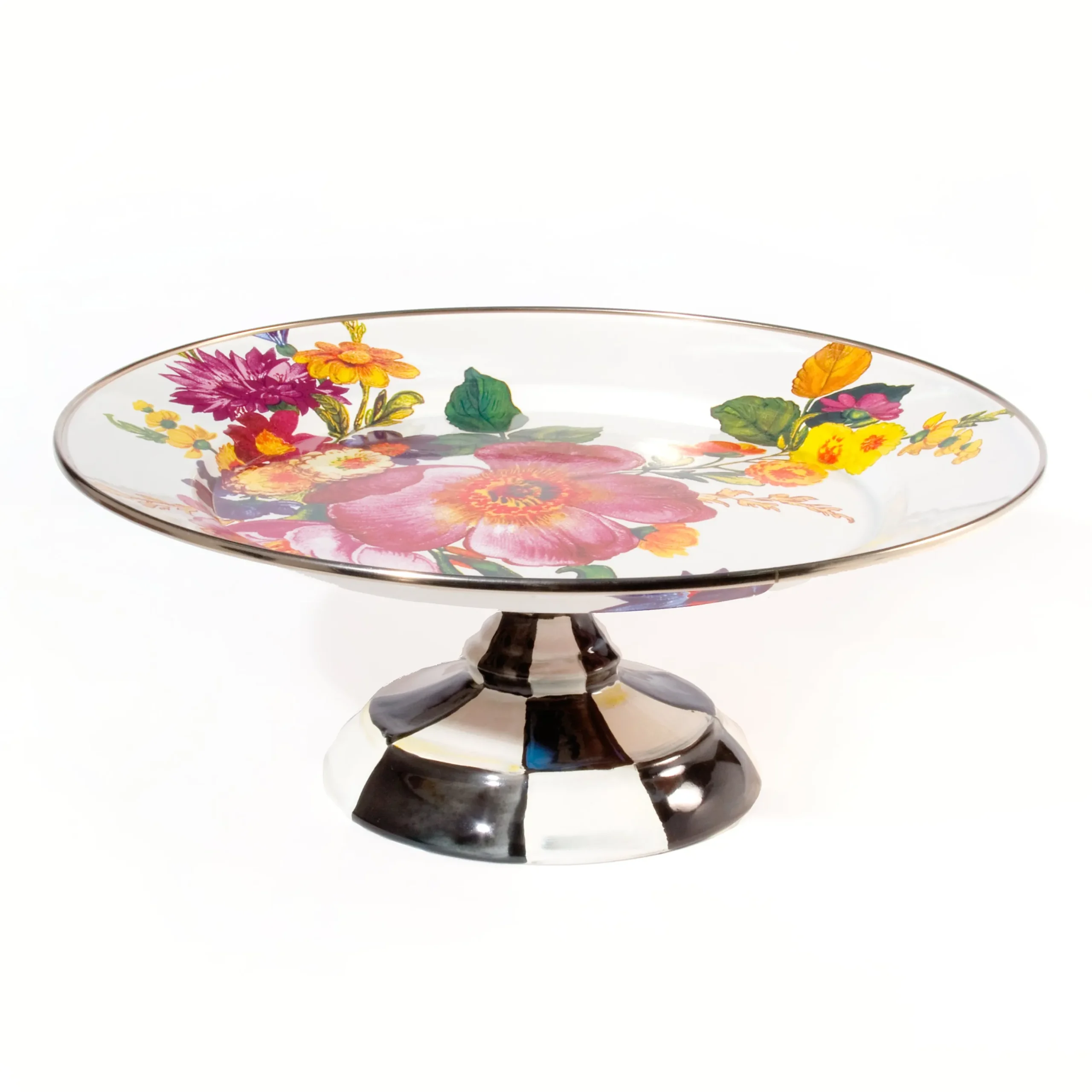 White Flower Market Small Pedestal Platter