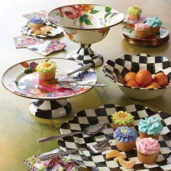 White Flower Market Small Pedestal Platter