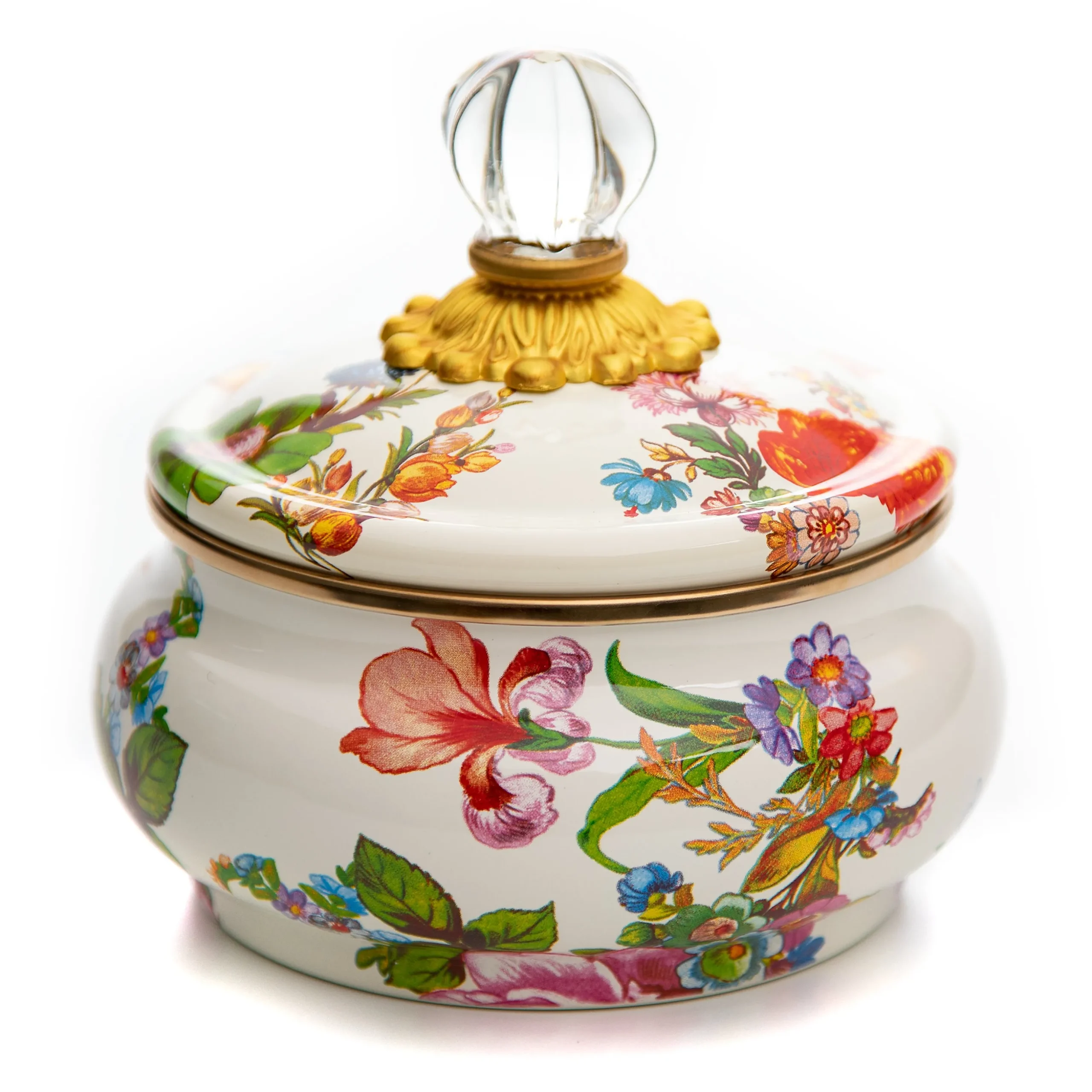 White Flower Market Squashed Pot