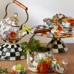 White Flower Market Whistling Tea Kettle