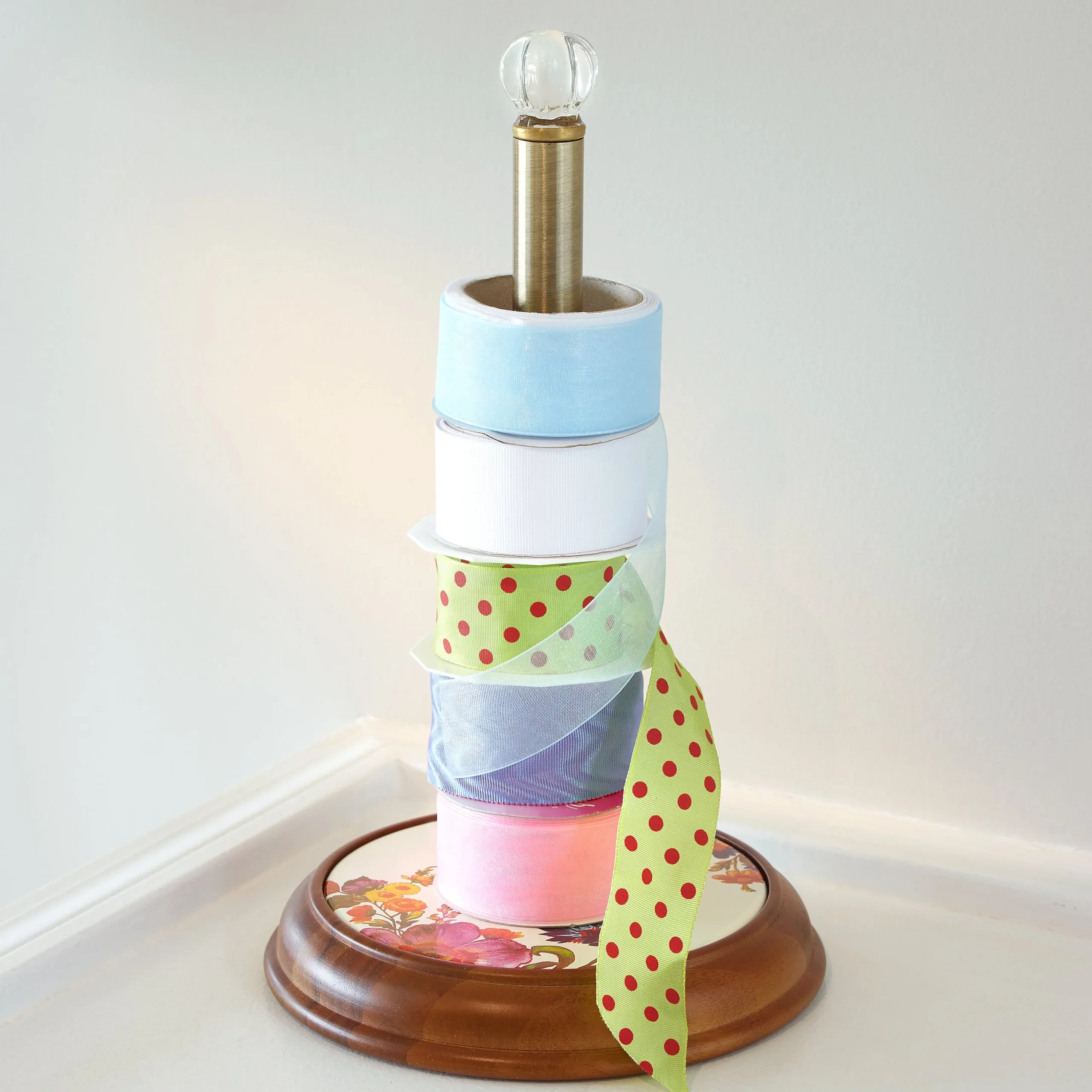 White Flower Market Wood Paper Towel Holder