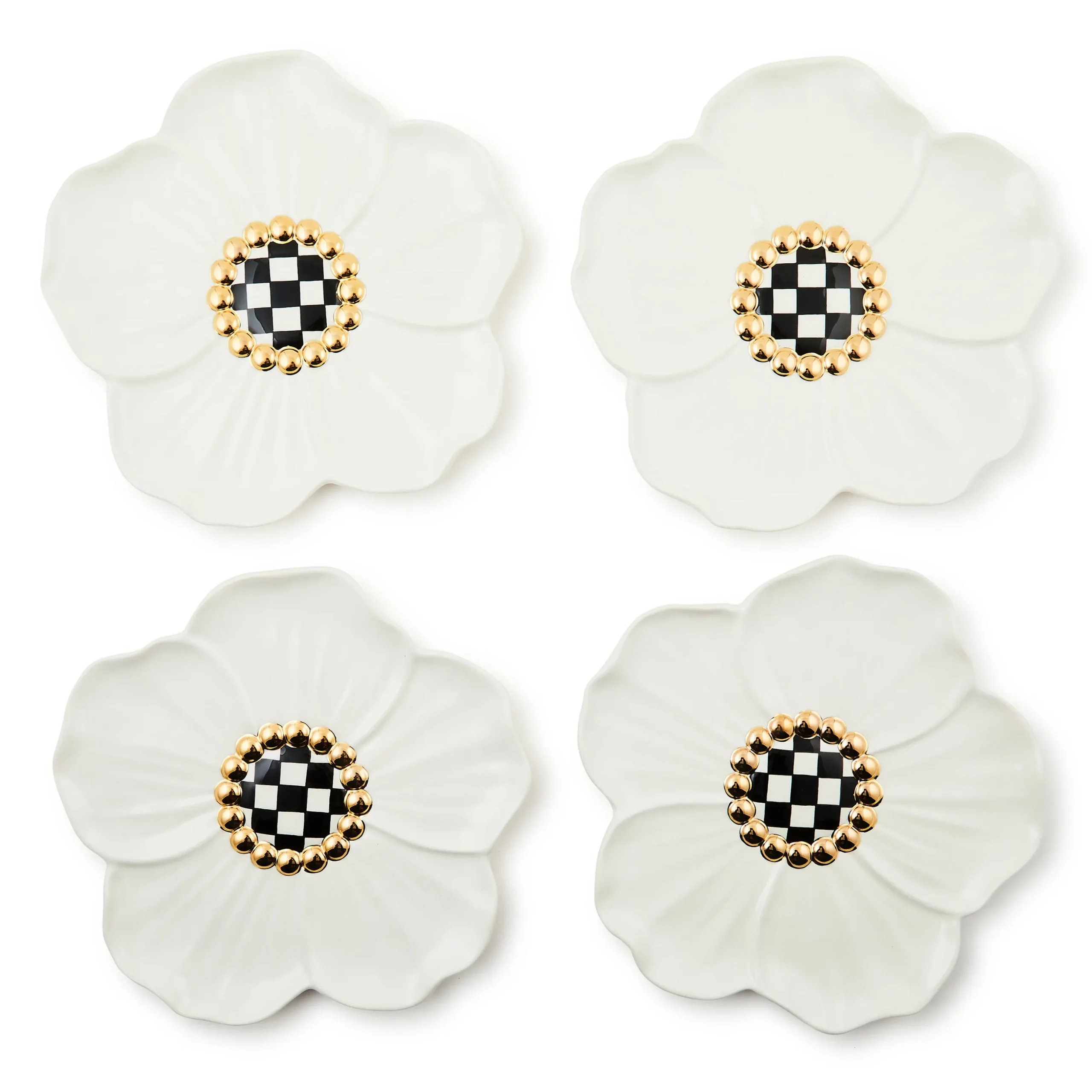 White Rabbit Ceramic Dessert Plates, Set of 4