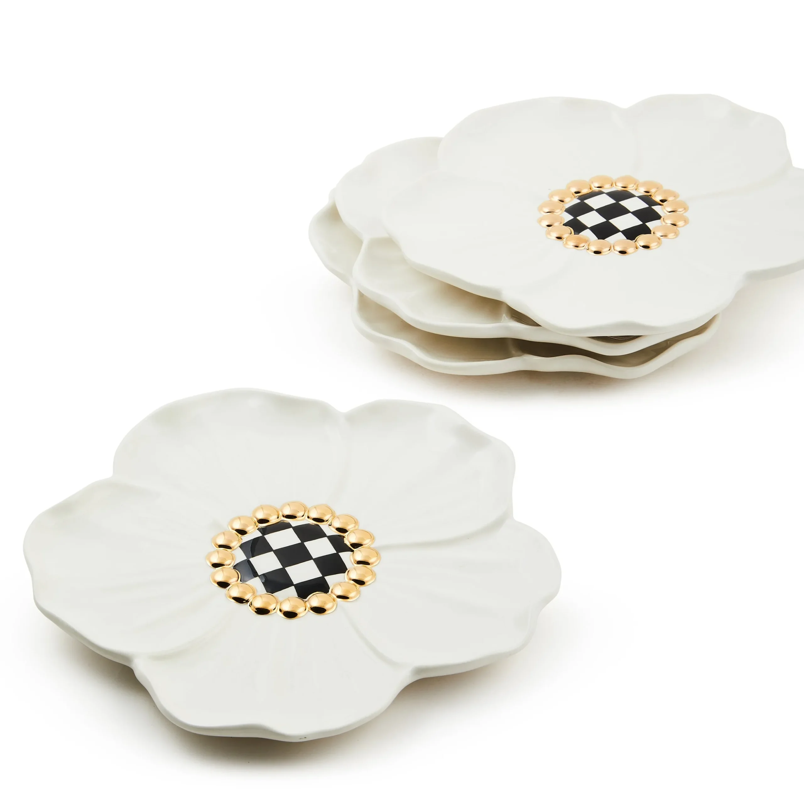 White Rabbit Ceramic Dessert Plates, Set of 4