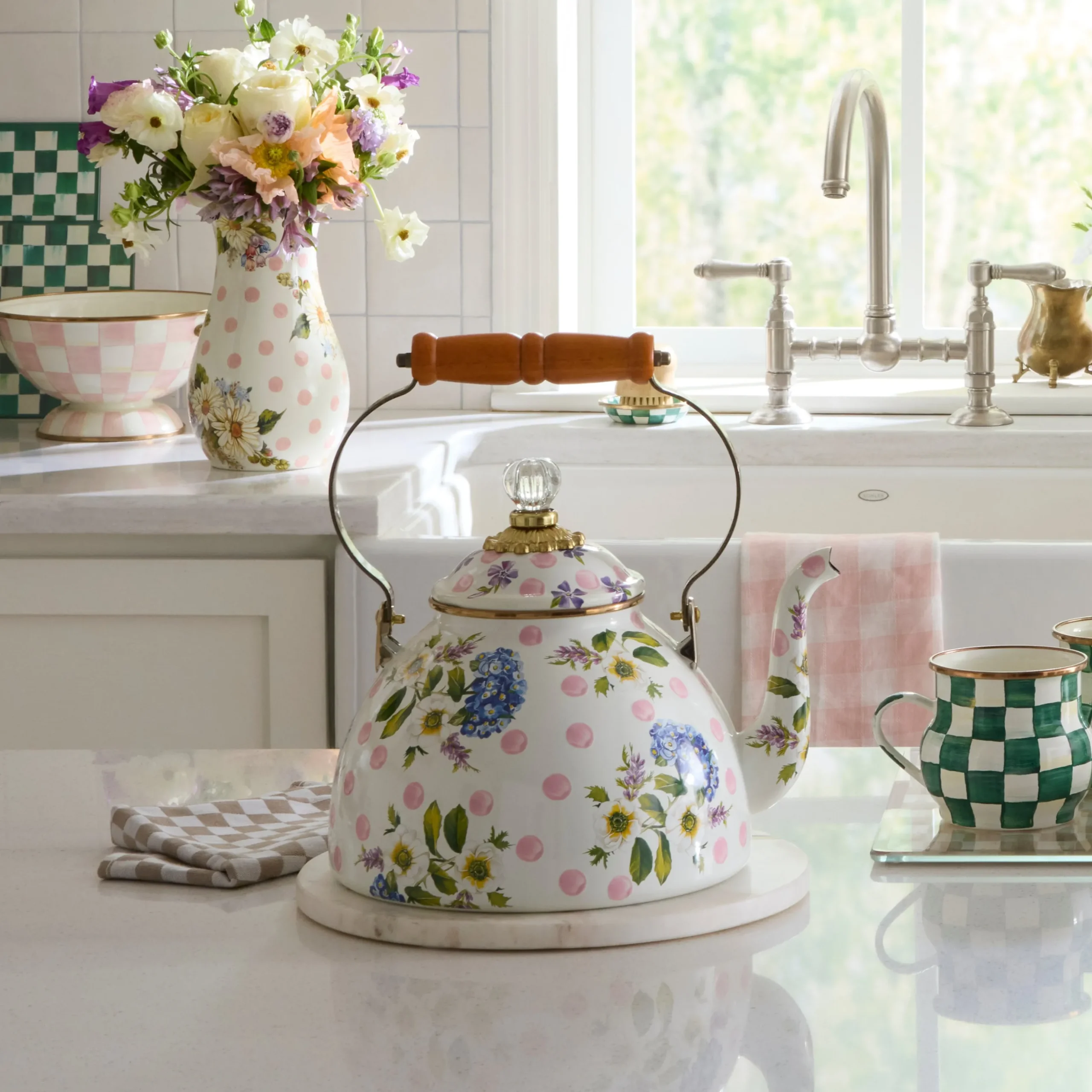 Wildflowers Pink 3 Qt. Tea Kettle