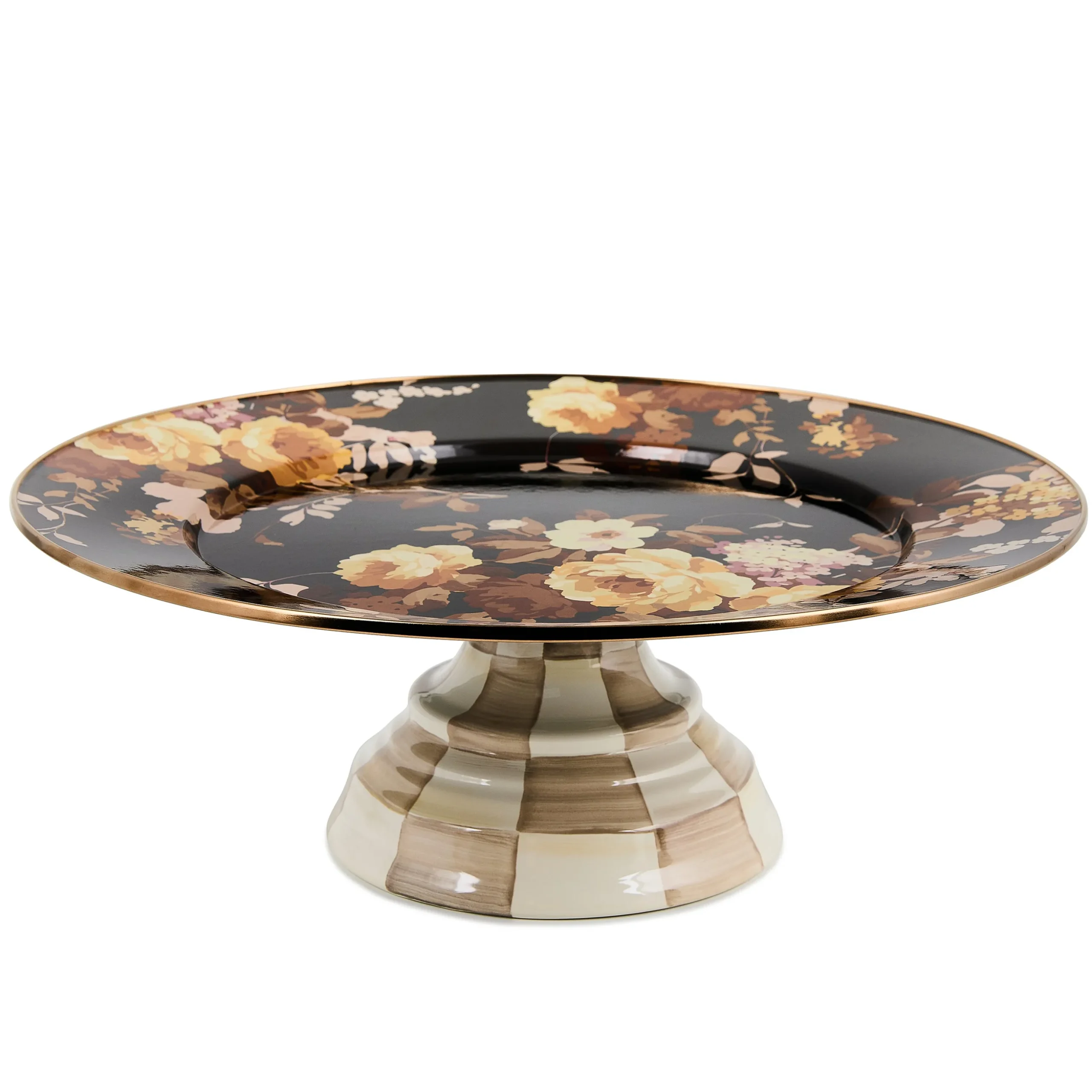 Wild Rose Brown Large Pedestal Platter